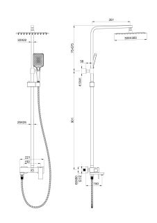 Душевая стойка Wonzon & Woghand Cube WW-88739016-BGM тёмный графит